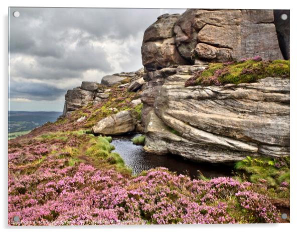 Old Stell Crag in the Simonside Hills in Summer Acrylic by Mark Sunderland