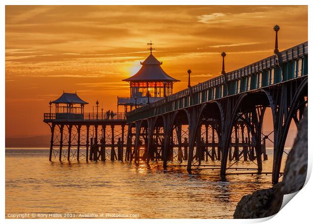 Clevedon Pier at Sunset Print by Rory Hailes