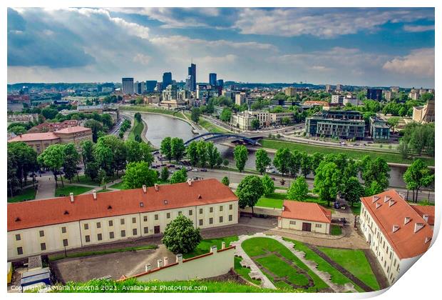 Aerial view of Vilnius, Lithuania Print by Maria Vonotna