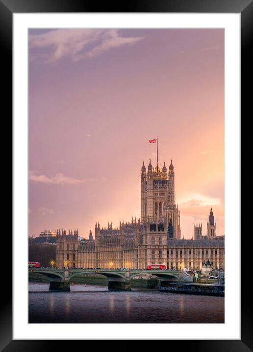 Houses of Parliament Sunset Framed Mounted Print by Mark Jones