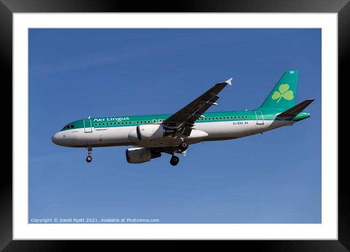 Aer Lingus Airbus A320-214                            Framed Mounted Print by David Pyatt