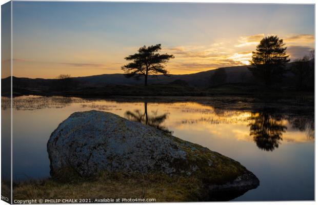 Kelly hall tarn sunset in the lake district 496 Canvas Print by PHILIP CHALK