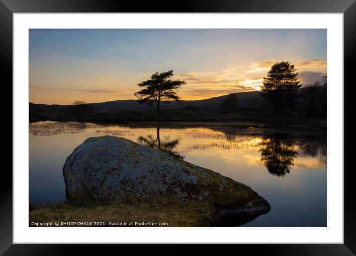 Kelly hall tarn sunset in the lake district 496 Framed Mounted Print by PHILIP CHALK