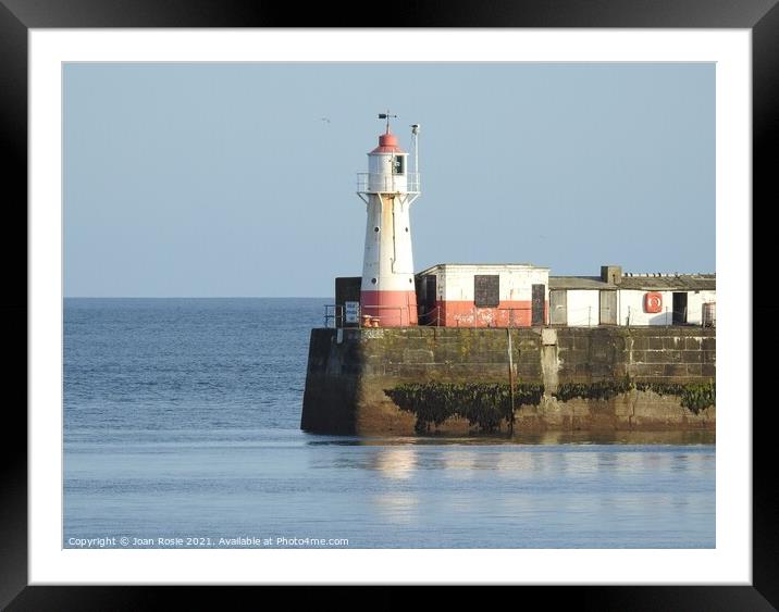 Newlyn lighthouse on a clear day Framed Mounted Print by Joan Rosie