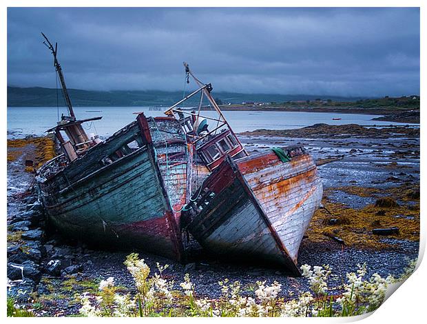 Boat Wrecks On Mull Print by Aj’s Images
