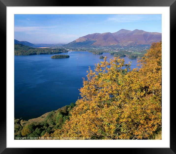 Derwent water in autumn, Lake District, Cumbria, UK Framed Mounted Print by Geraint Tellem ARPS