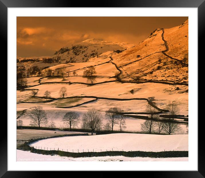Snow scene near Grasmere, Lake District, Cumbria, UK Framed Mounted Print by Geraint Tellem ARPS