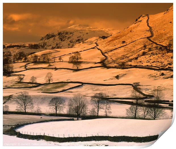 Snow scene near Grasmere, Lake District, Cumbria, UK Print by Geraint Tellem ARPS