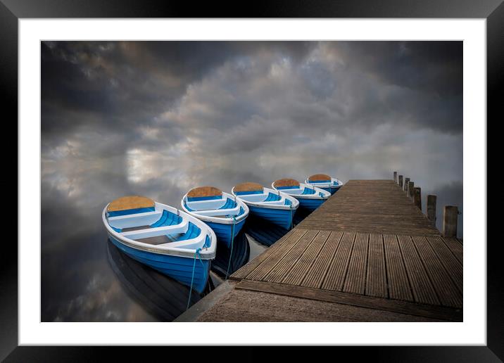 Rowing boats on calm waters Framed Mounted Print by Alan Le Bon