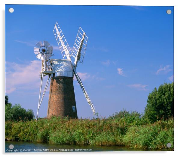 Turf Fen Windmill, Norfolk Broads, England, UK Acrylic by Geraint Tellem ARPS