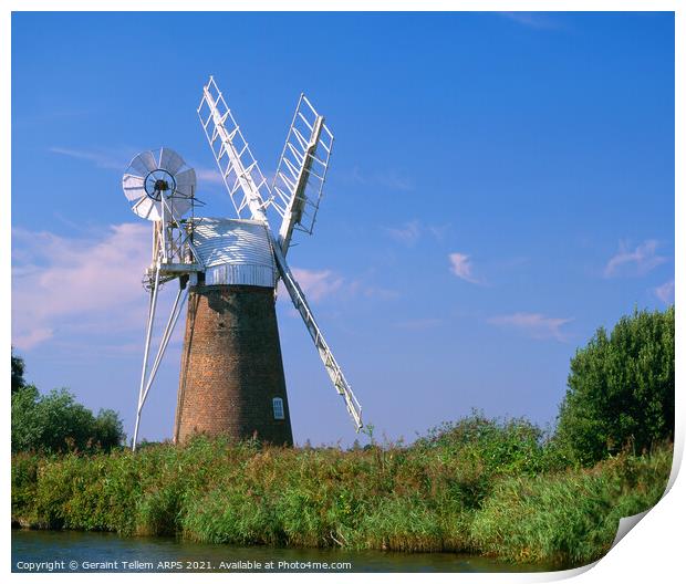Turf Fen Windmill, Norfolk Broads, England, UK Print by Geraint Tellem ARPS