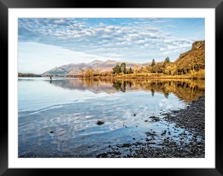 Paddle Boarding on Derwent Water, Lake District Framed Mounted Print by June Ross