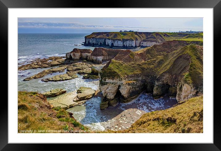 Flamborough Head Cliffs and Caves Framed Mounted Print by Janet Carmichael