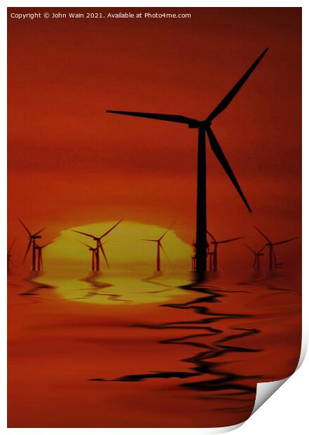 Windmills (Digital Art) Print by John Wain