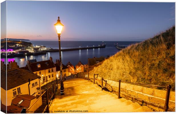 Whitby harbour viewed from 199 Steps Canvas Print by Martin Williams