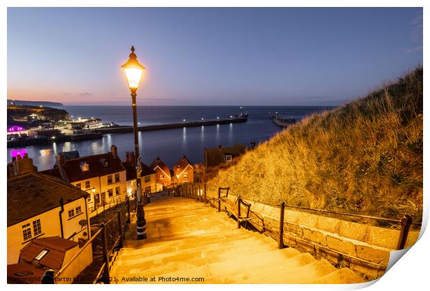 Whitby harbour viewed from 199 Steps Print by Martin Williams