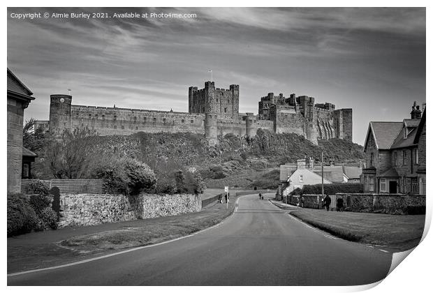 Bamburgh in Black and White  Print by Aimie Burley