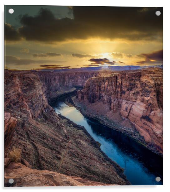 Colorado River Gorge Sunset  Acrylic by BRADLEY MORRIS