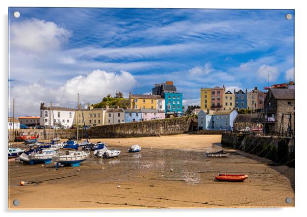 Tenby Harbour, Pembrokeshire, Wales. Acrylic by Colin Allen