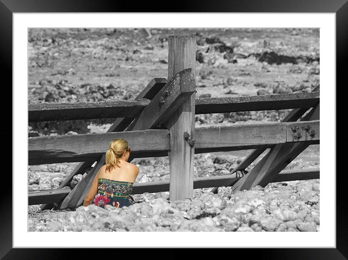beach watching Framed Mounted Print by rachael hardie