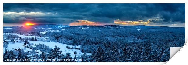 Sunset in the Bavarian Forest Print by Dirk Rüter