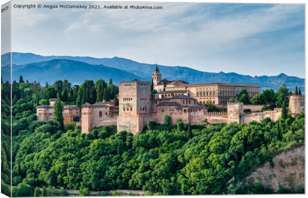 Generalife Palace and Palace of Carlos V Granada Canvas Print by Angus McComiskey