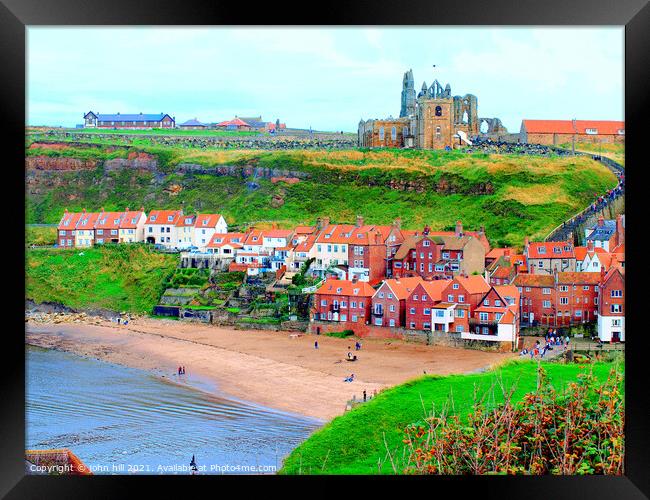 Old Whitby at North Yorkshire in England. Framed Print by john hill