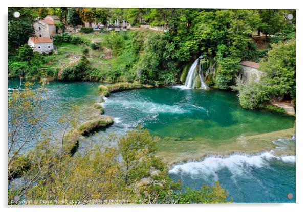  Krka falls and rapids Croatia Acrylic by Diana Mower