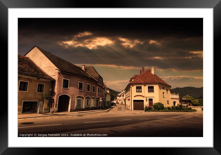 Street in Spitz an der Donau, Wachau valley. Austria. Framed Mounted Print by Sergey Fedoskin