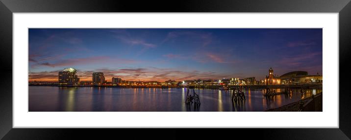 Cardiff Bay at Night Panorama Framed Mounted Print by Alan Le Bon
