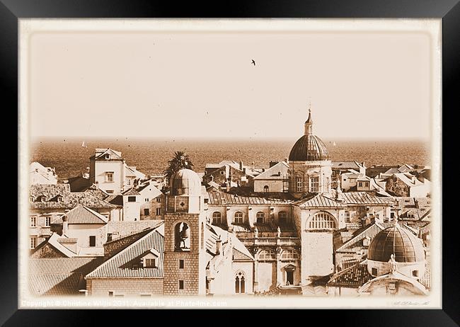Dubrovnik in Sepia Framed Print by Christine Johnson