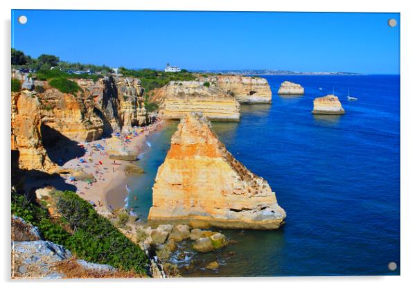 Praia da Marinha Beach The Algarve Portugal Acrylic by Andy Evans Photos