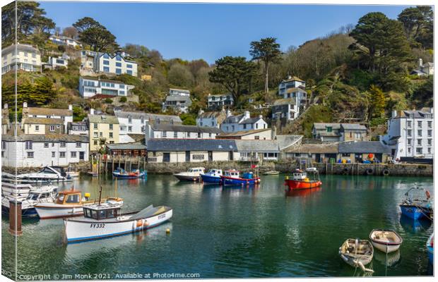 The inner harbour at Polperro in Cornwall Canvas Print by Jim Monk