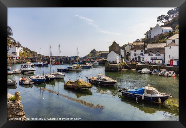 Polperro Harbour in Cornwall Framed Print by Jim Monk