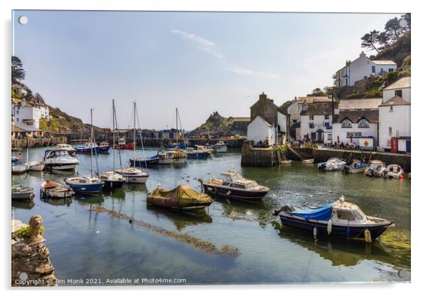 Polperro Harbour in Cornwall Acrylic by Jim Monk