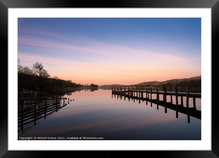 Coniston water jetty sunrise 497 Framed Mounted Print by PHILIP CHALK