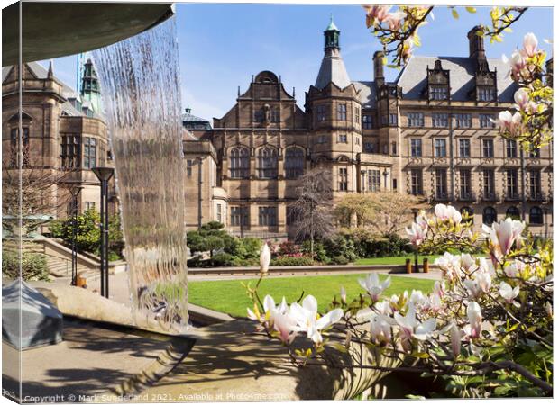 Peace Garden and Town Hall at Sheffield Canvas Print by Mark Sunderland