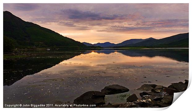 Loch Leven as the sun sets Print by John Biggadike