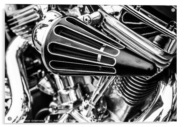 Classic Motorbike Chrome Engine Acrylic by Peter Greenway