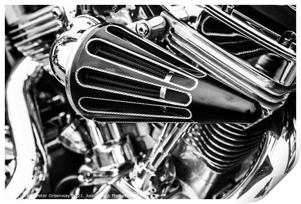 Classic Motorbike Chrome Engine Print by Peter Greenway