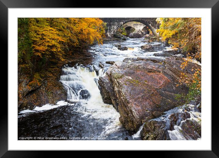 Autumn At Invermoriston Falls, Scotland Framed Mounted Print by Peter Greenway