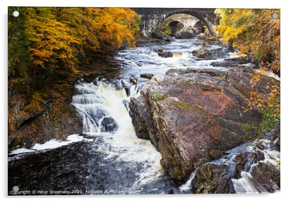 Autumn At Invermoriston Falls, Scotland Acrylic by Peter Greenway