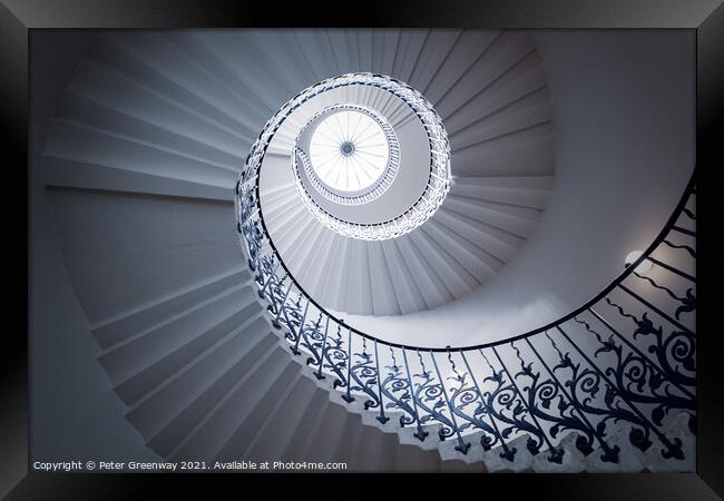 Tulip Spiral Staircase, Queen's House in Greenwich Framed Print by Peter Greenway