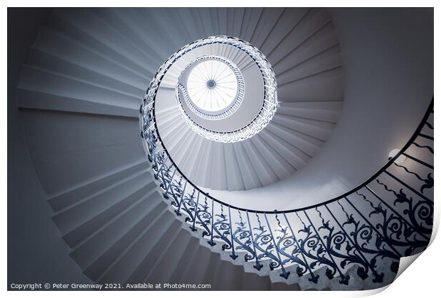Tulip Spiral Staircase, Queen's House in Greenwich Print by Peter Greenway