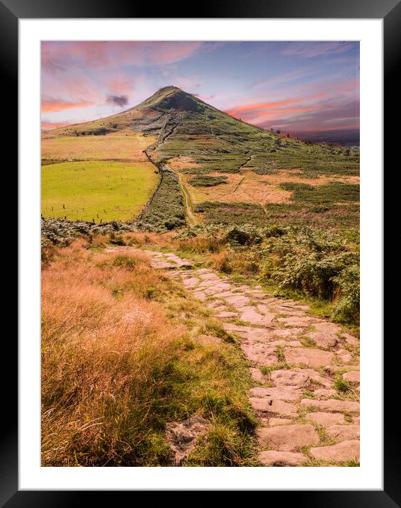Sunset at Roseberry Topping, Great Ayton, North Yo Framed Mounted Print by June Ross