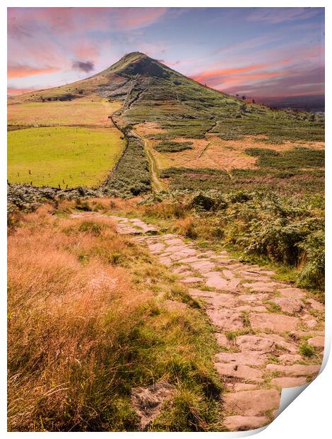 Sunset at Roseberry Topping, Great Ayton, North Yo Print by June Ross