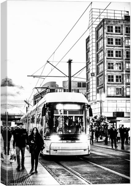 Trams & People Milling Around Alexanderplatz, Berl Canvas Print by Peter Greenway