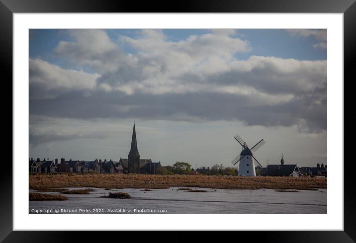 Lytham windmill and St John Church  Framed Mounted Print by Richard Perks