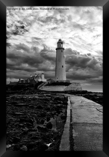 St Mary's Island in Black and White Framed Print by Jim Jones