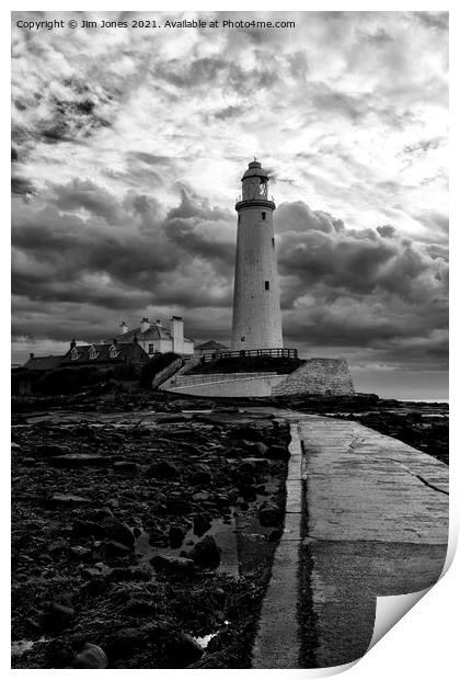 St Mary's Island in Black and White Print by Jim Jones